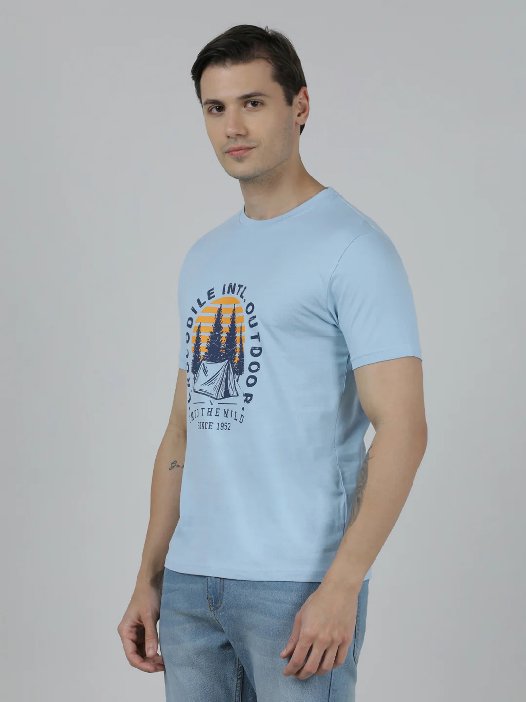 Pack Of 2 Typography Printed Slim Fit Cotton T-shirts