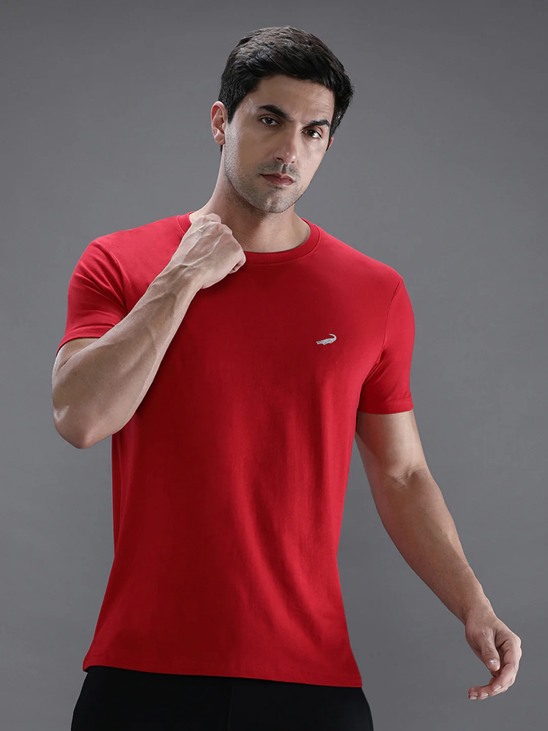 Chilli Red Solid Casual T-Shirt