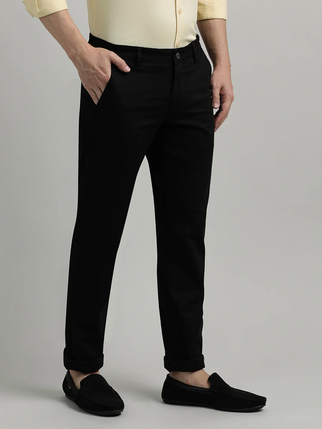Black Solid Slim Fit Trouser
