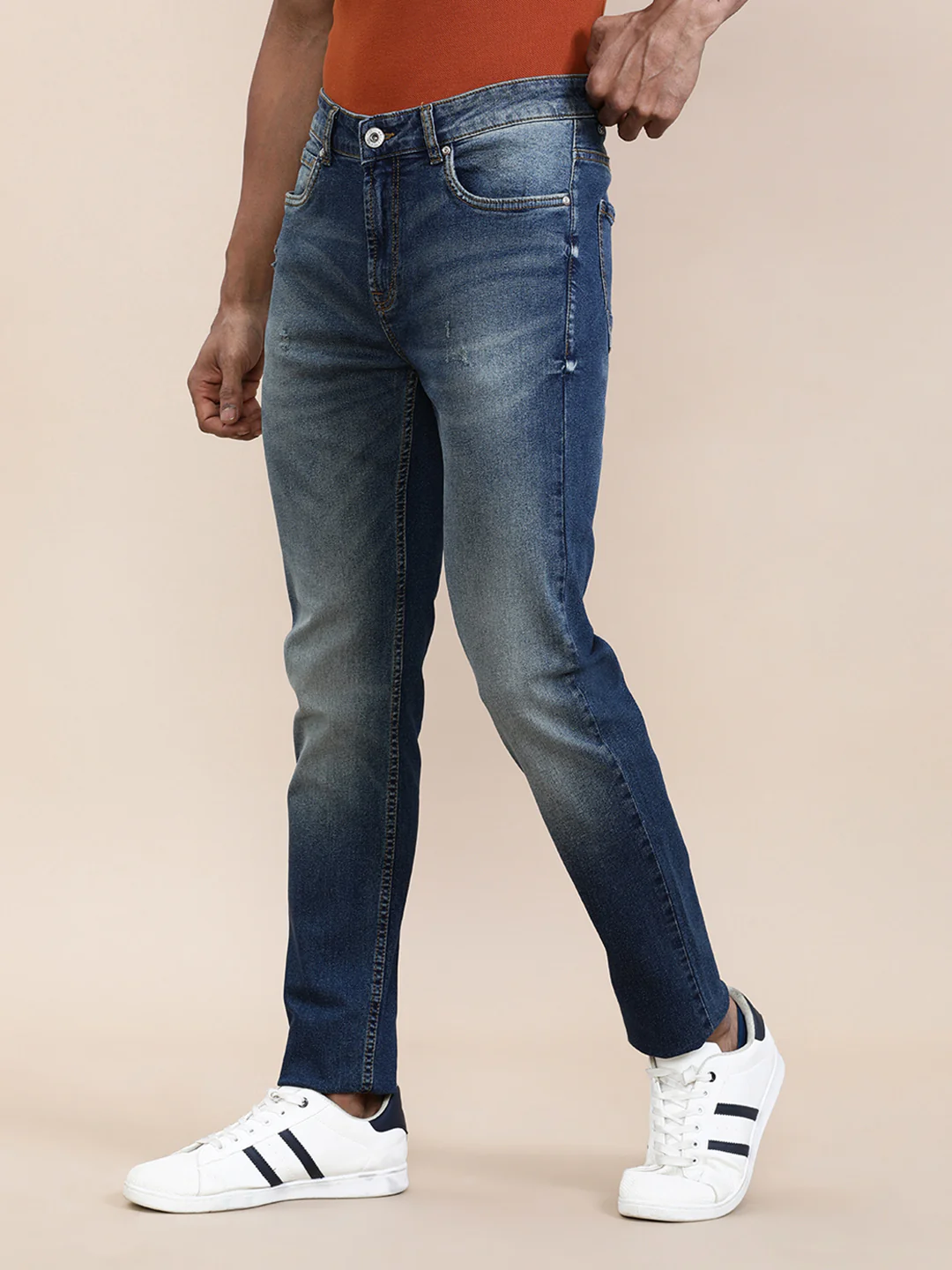 Brown Tinted Washed Slim Fit Jeans