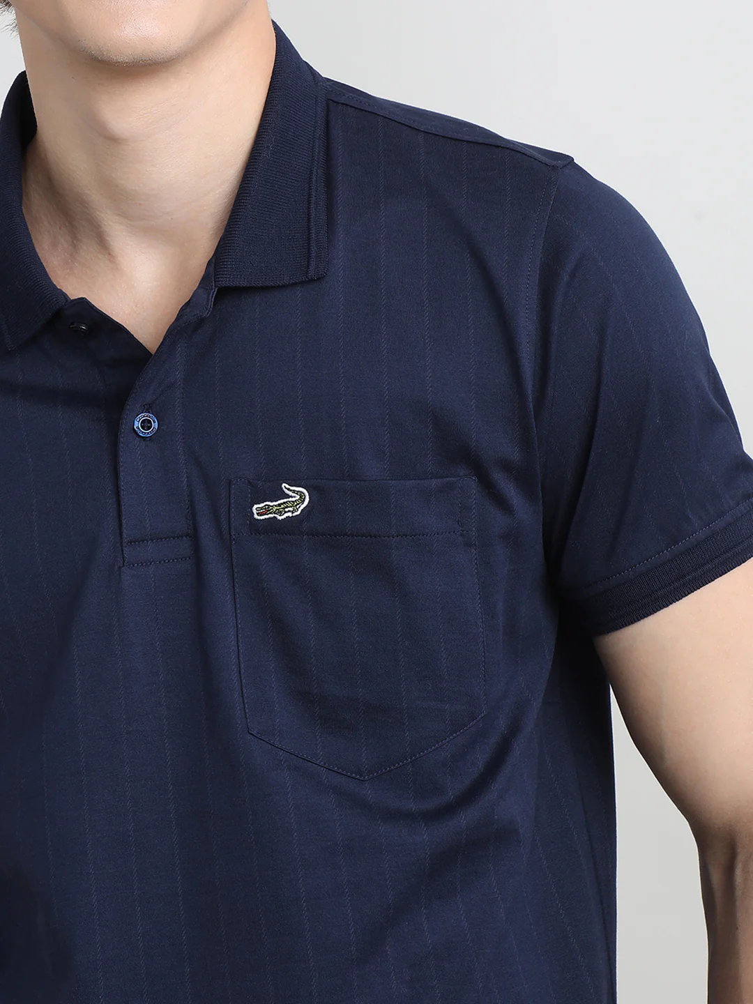 Striped Navy Half Sleeve Casual Polo T-Shirt