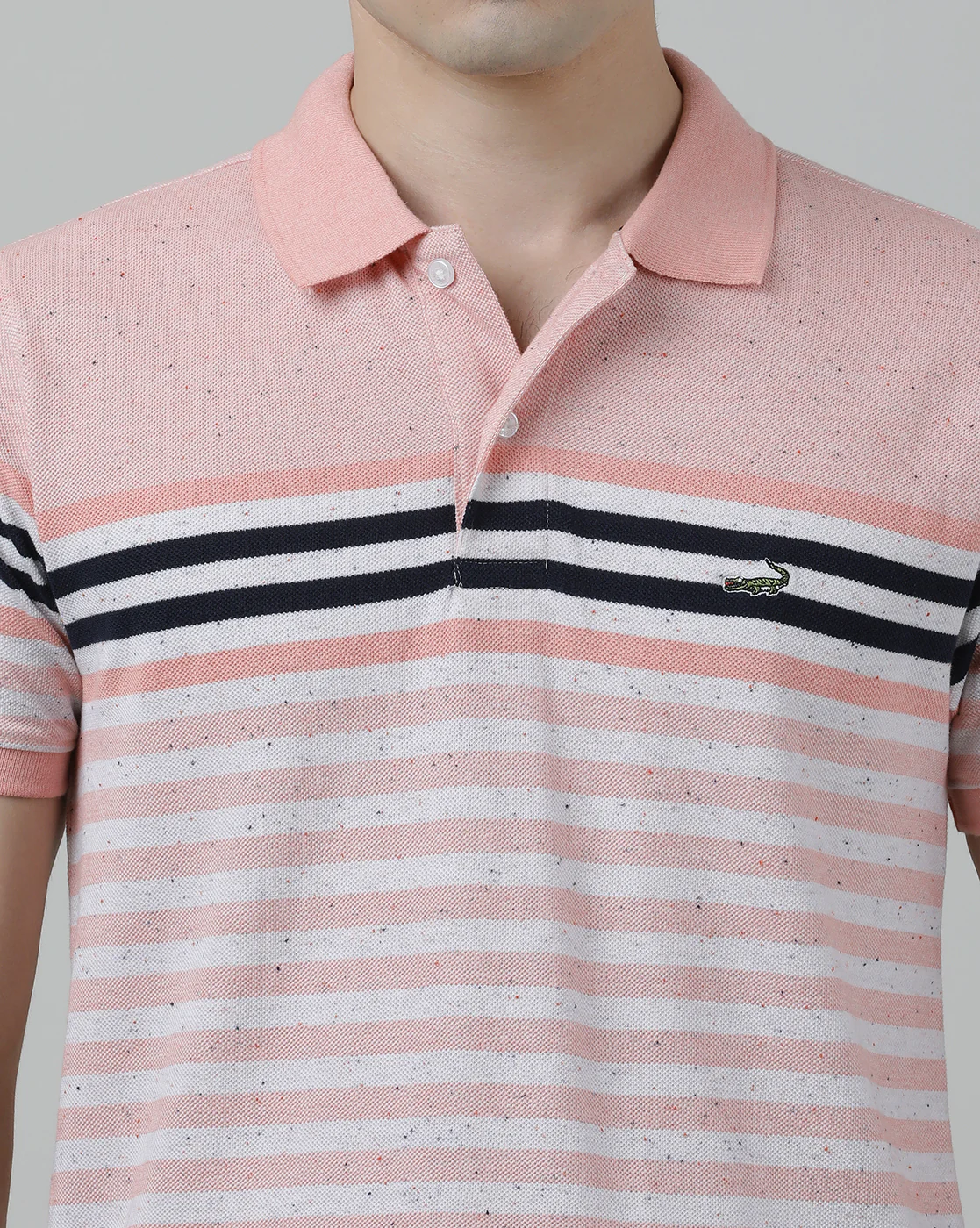 Orange Striped Polo T-Shirt