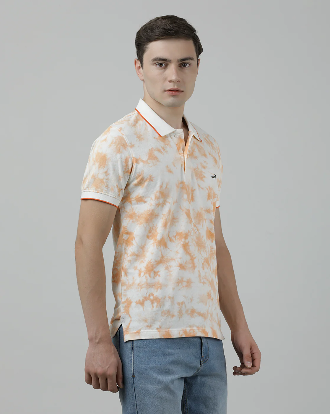 Orange Tie and Dye Polo T-Shirt