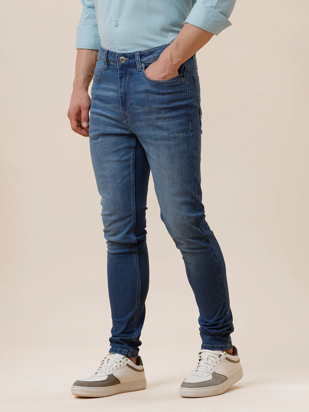 Stone Washed Light Blue Jeans