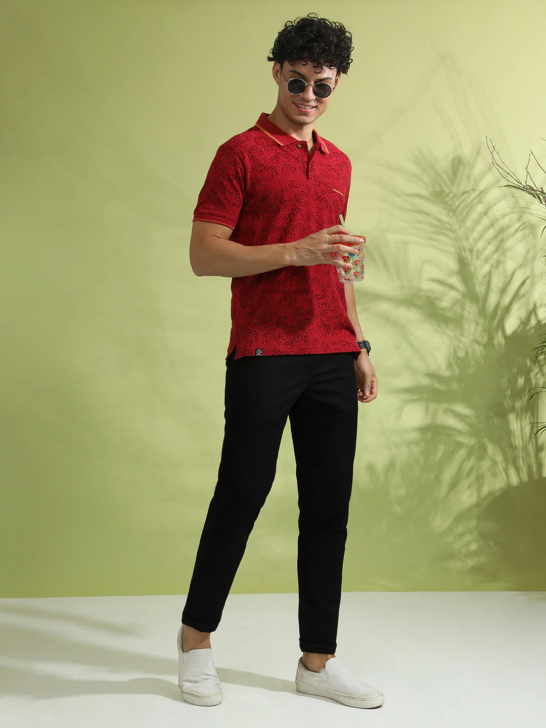 Red Printed Polo T-Shirt