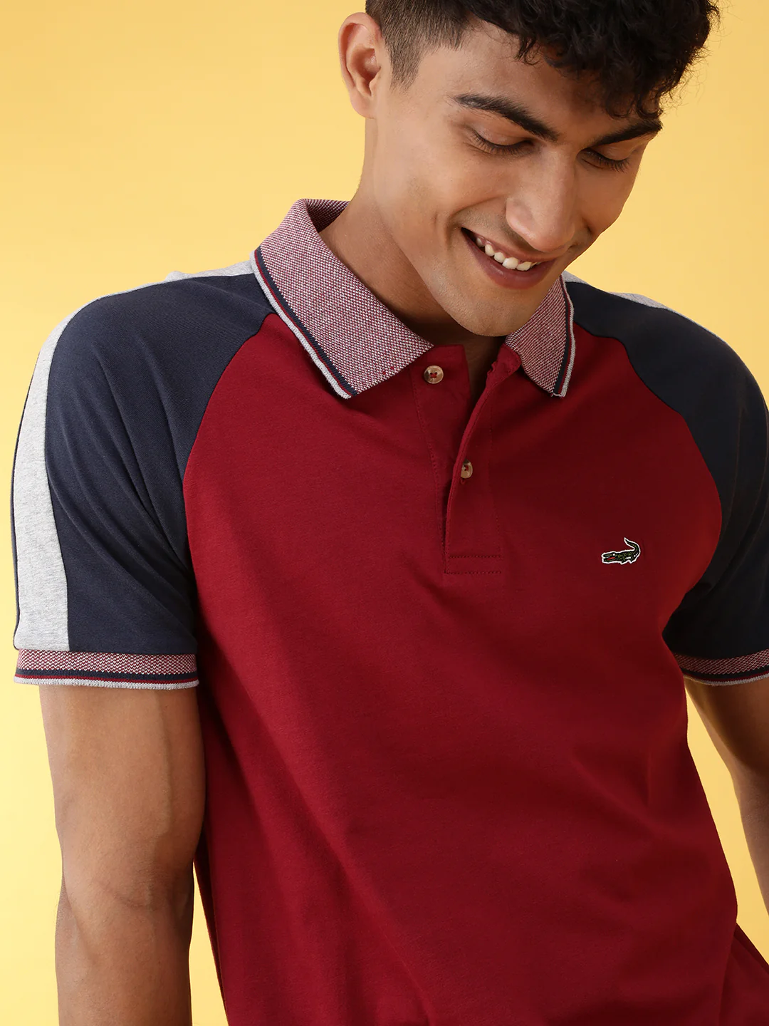 Red Colourblocked Polo T-Shirt