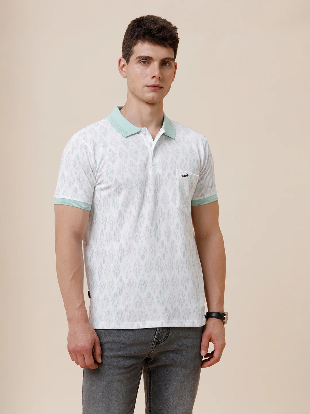 Printed Half Sleeve Casual Polo T-Shirt