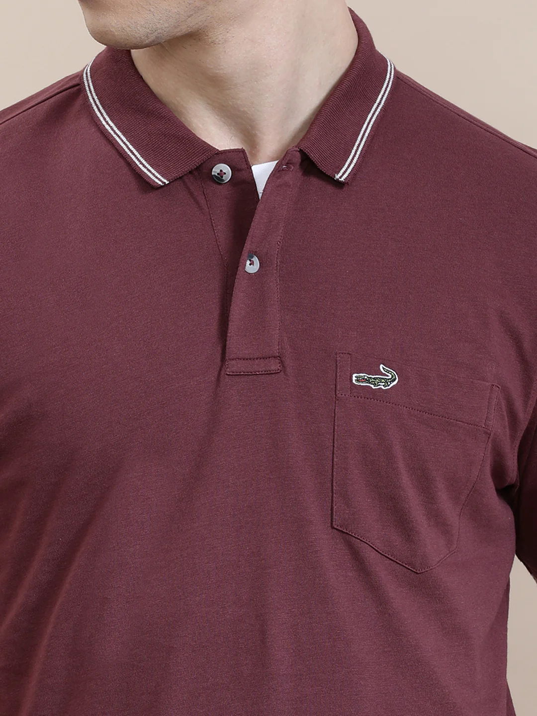 Maroon Solid Polo T-Shirt with Pocket