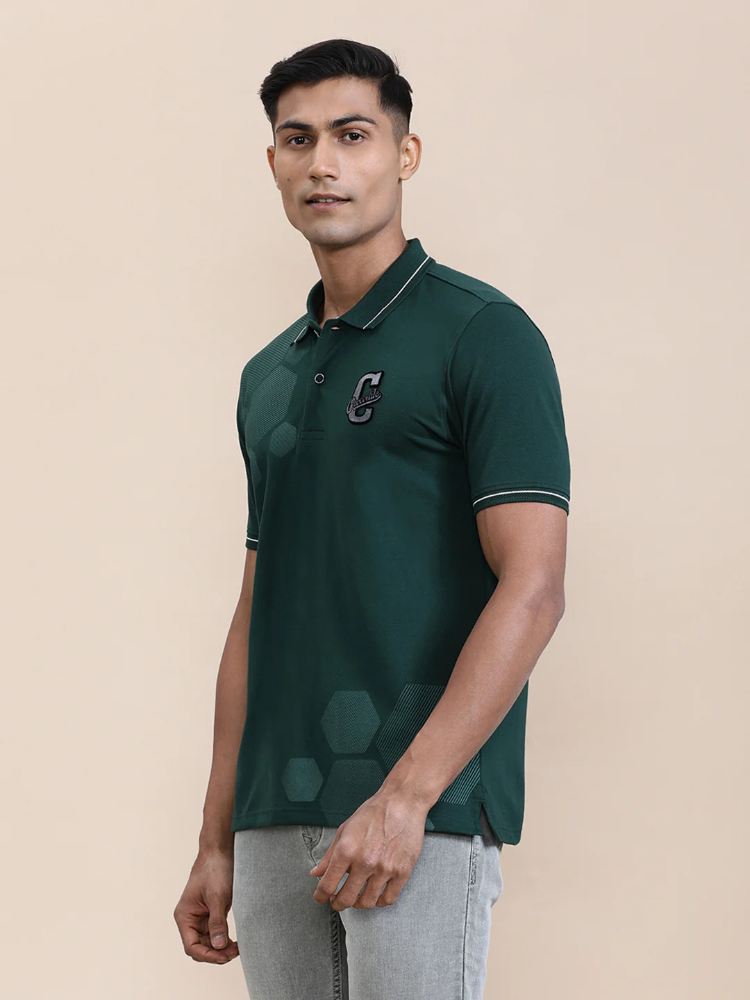Chenille Embroidery Lycra Slim Fit Polo