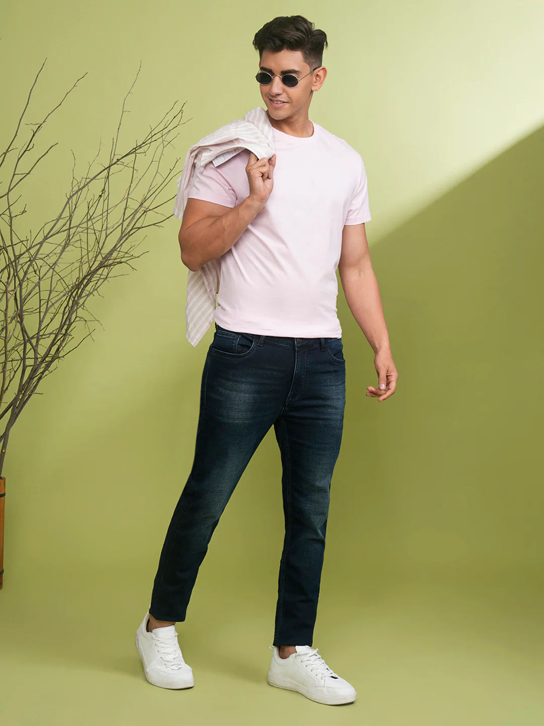 Knitted Premium Mid Blue Slim Jeans