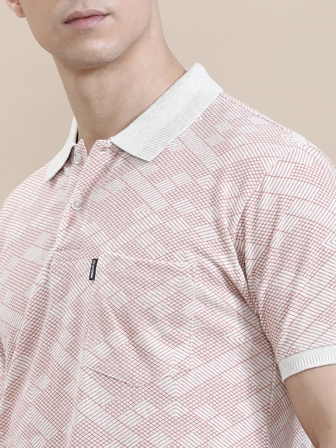 Geometric AOP Slim Fit Polo Pink