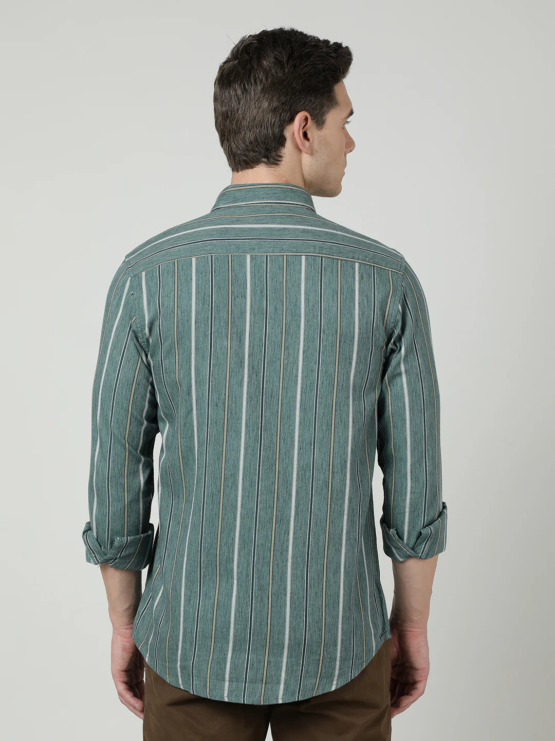 Green Striped Full Sleeve Shirt
