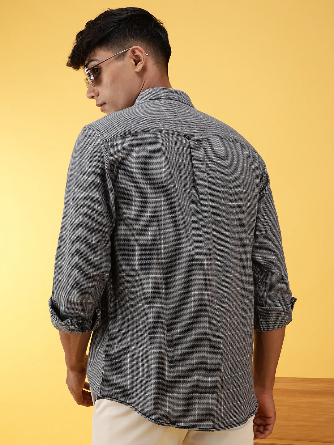 Casual Grey Checked Full Sleeve 100% Cotton Shirt