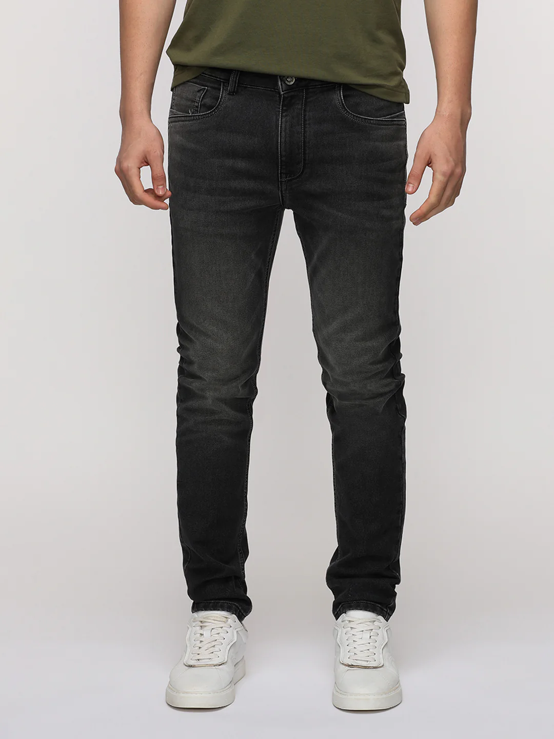 Slim Fit Dark Grey Denim for Sporty Style