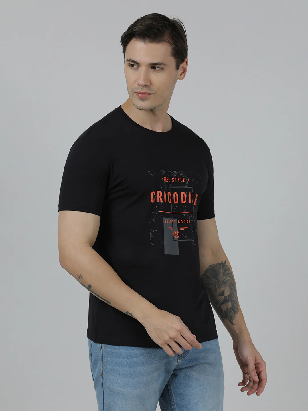 Typography Printed Pack Of 2 Slim Fit Cotton T-shirts