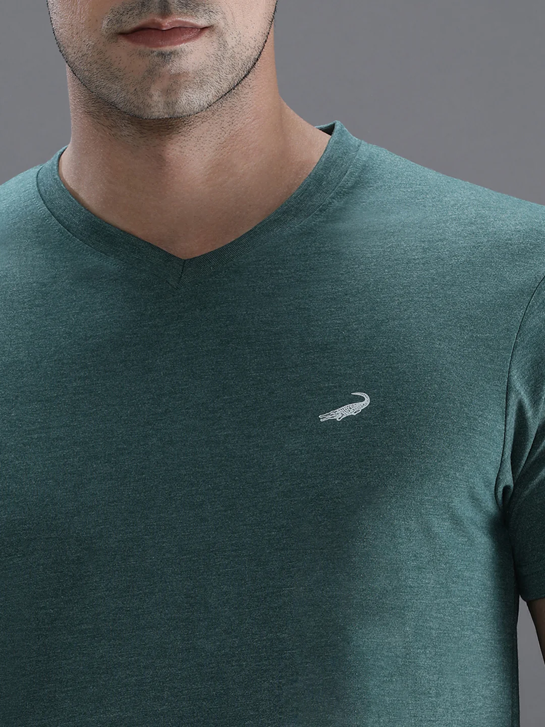 Green Melange Casual Solid T-Shirt