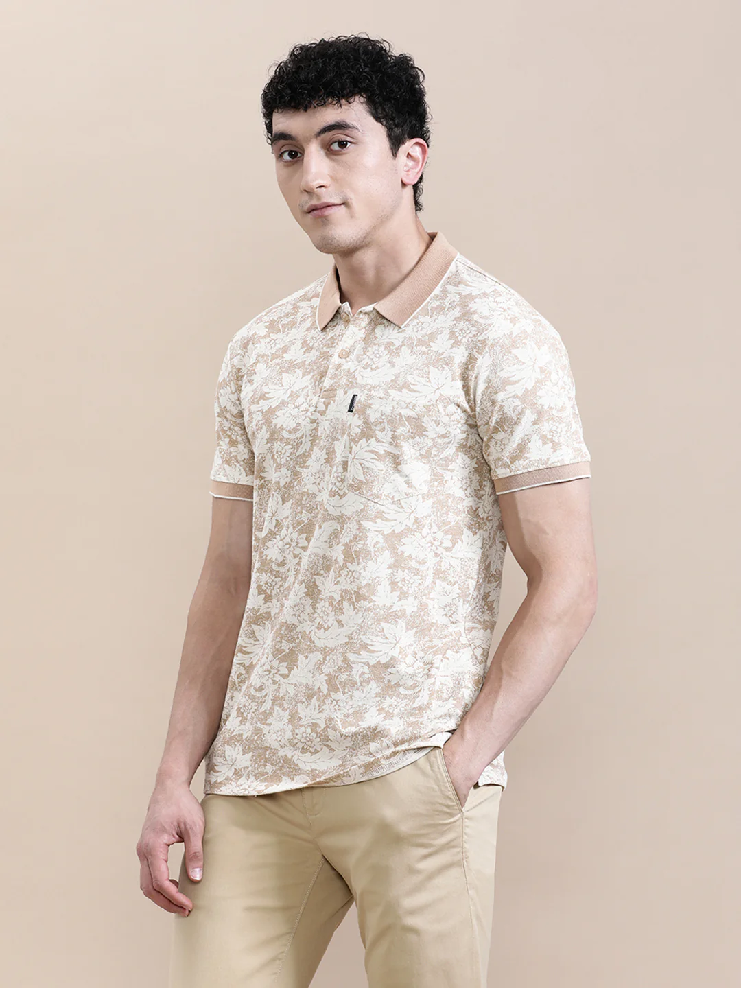 Slim Fit Cream AOP T-Shirt