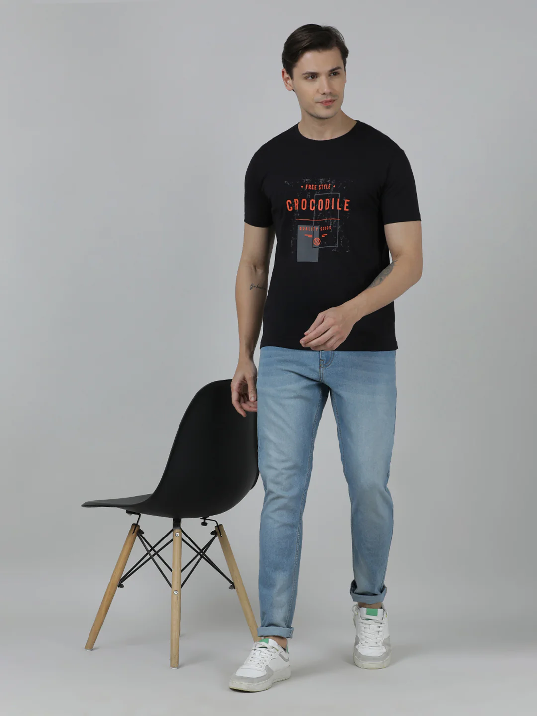 Typography Printed Pack Of 2 Slim Fit Cotton T-shirts