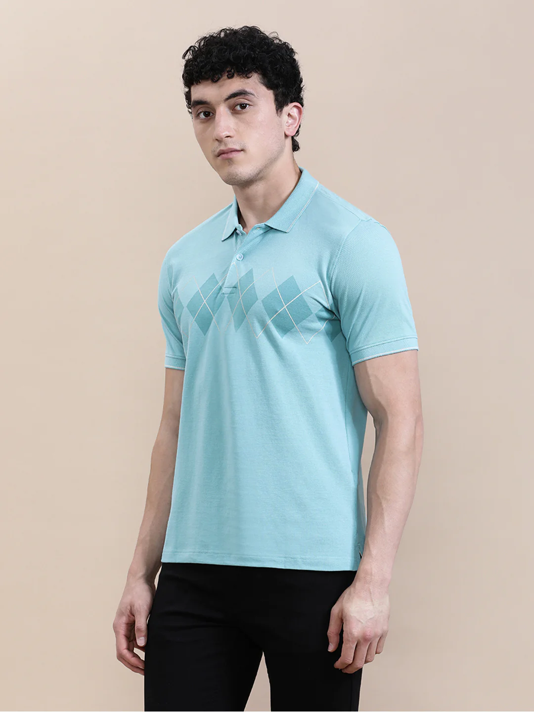 Chest Diamond Panel Print Slim Fit Polo