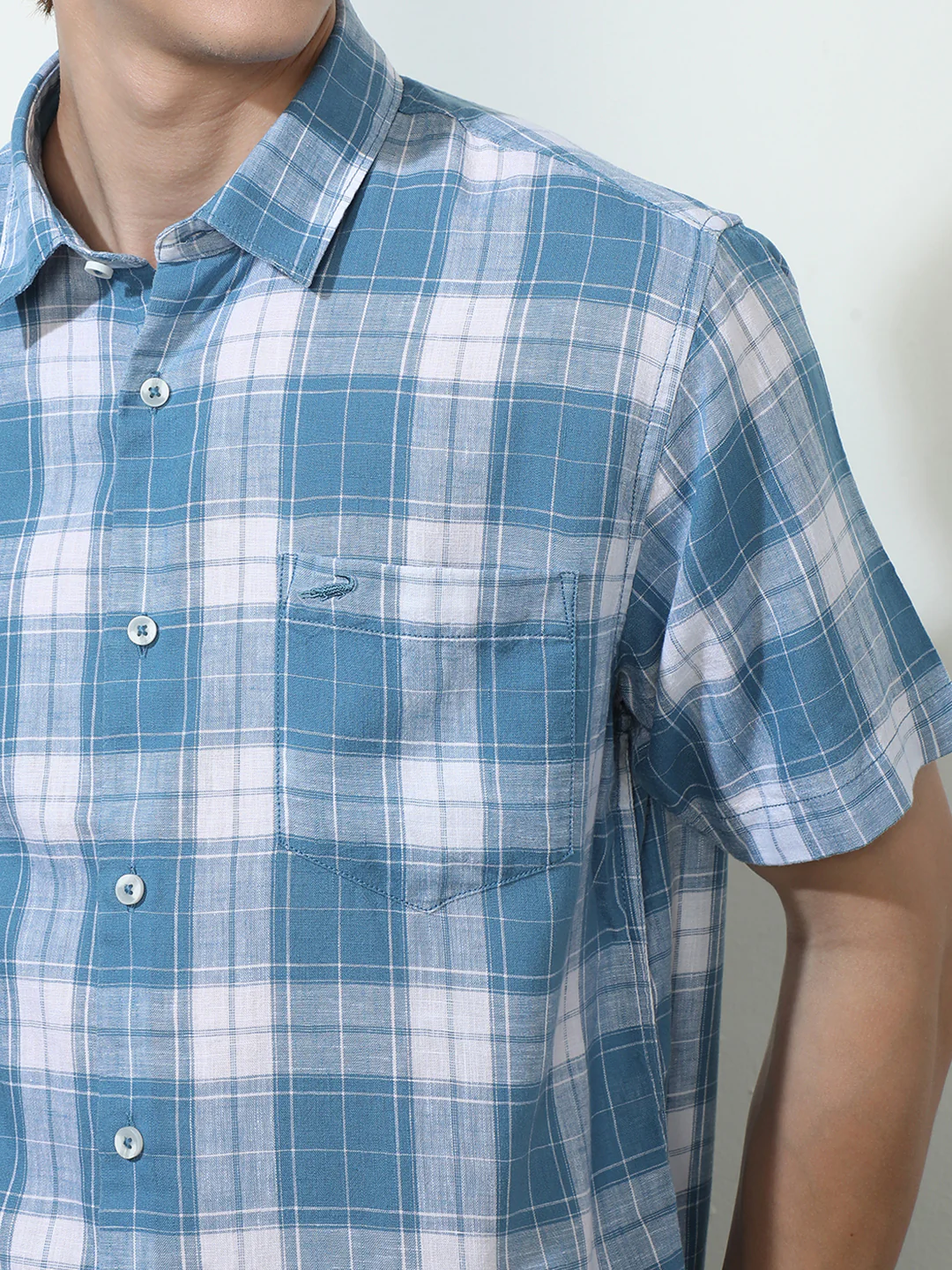 Checked Blue Half Sleeve Casual Shirt