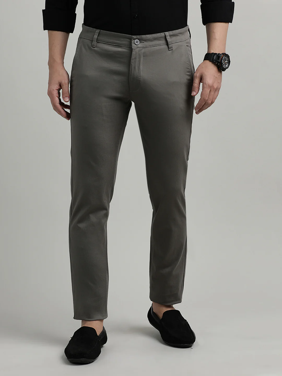 Solid Grey Trim Fit Trouser