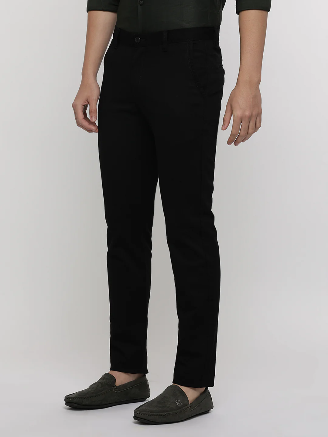 Black Textured Stretch Trouser