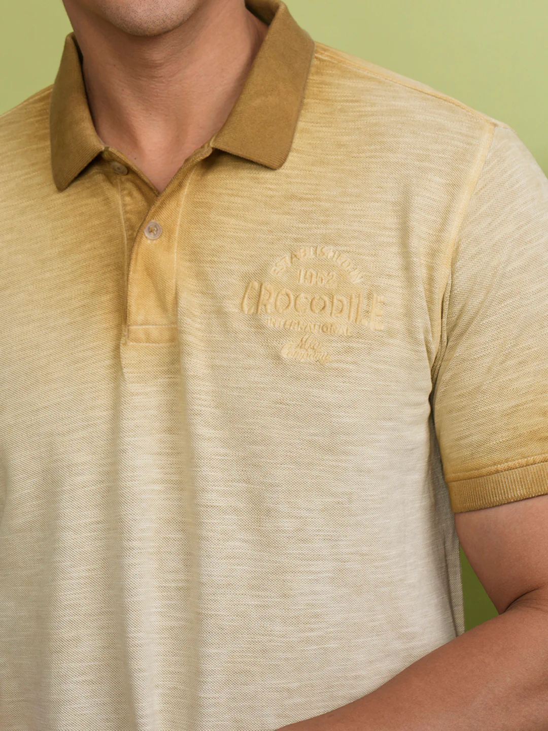 Reverse Garment Dyed Polo Shirt In Golden Yellow