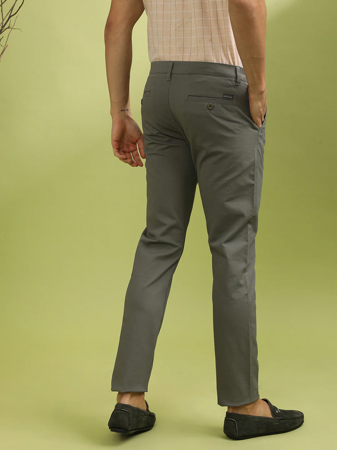 Dark Grey Solid Casual Slim Fit Trouser