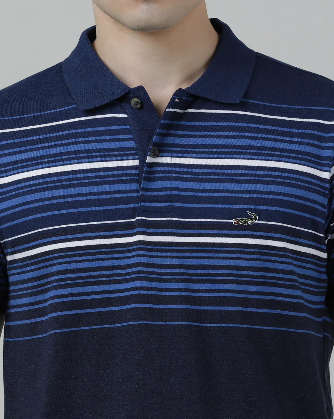 Striped Casual Polo T-Shirt Blue