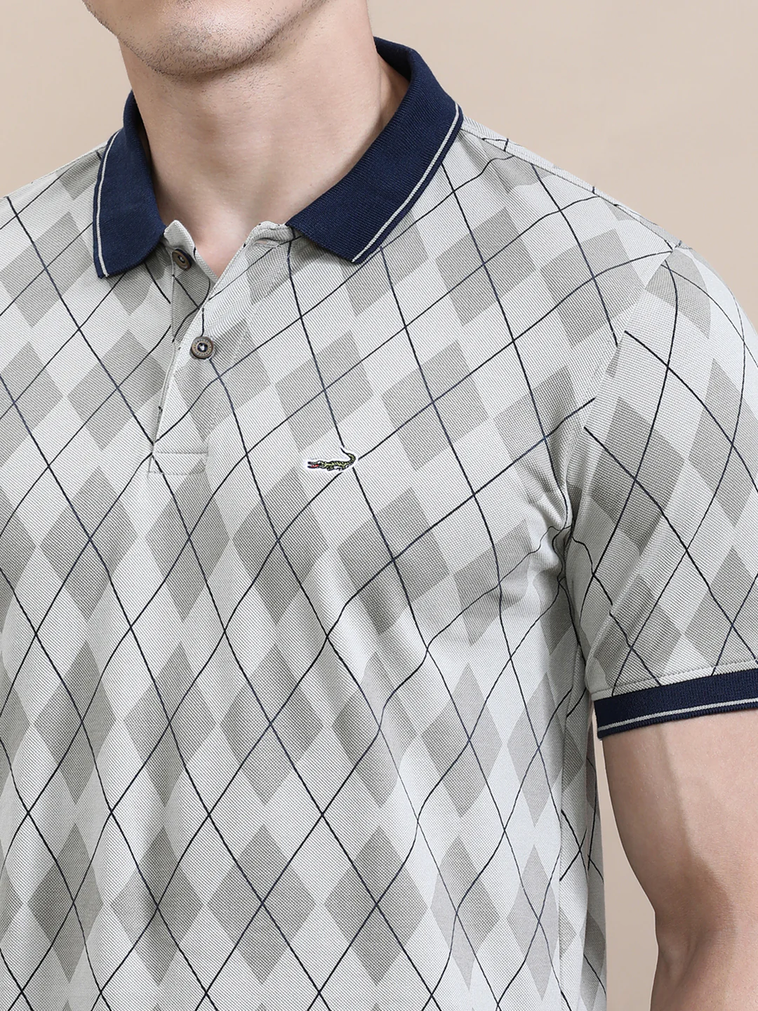 Diamond AOP Slim Fit Polo Black