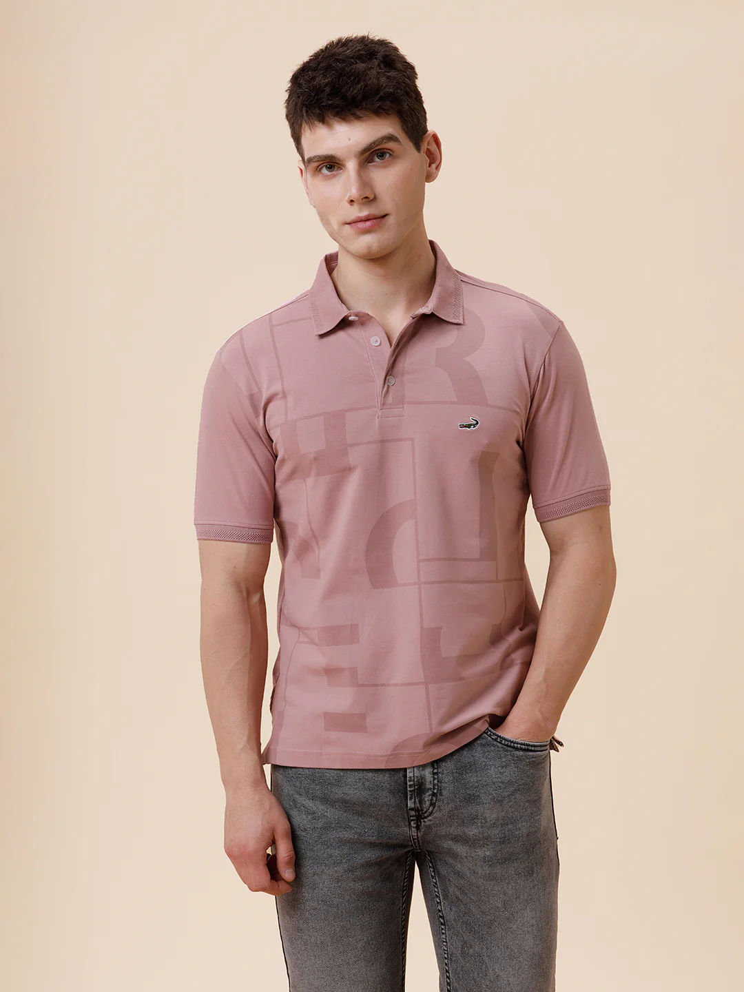 Solid Half Sleeve Casual Pink Polo T-Shirt
