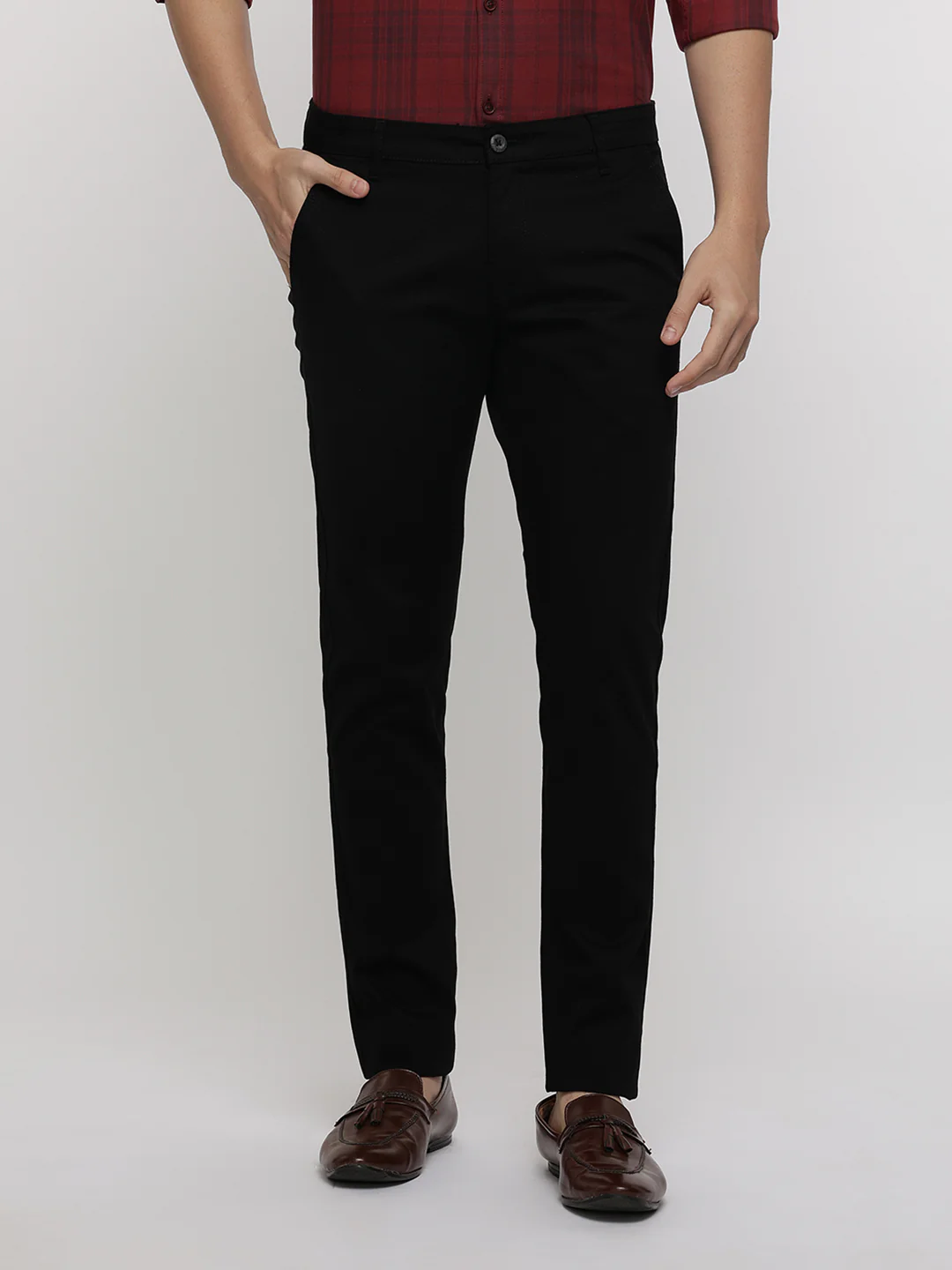 Textured Stretch Black Trouser