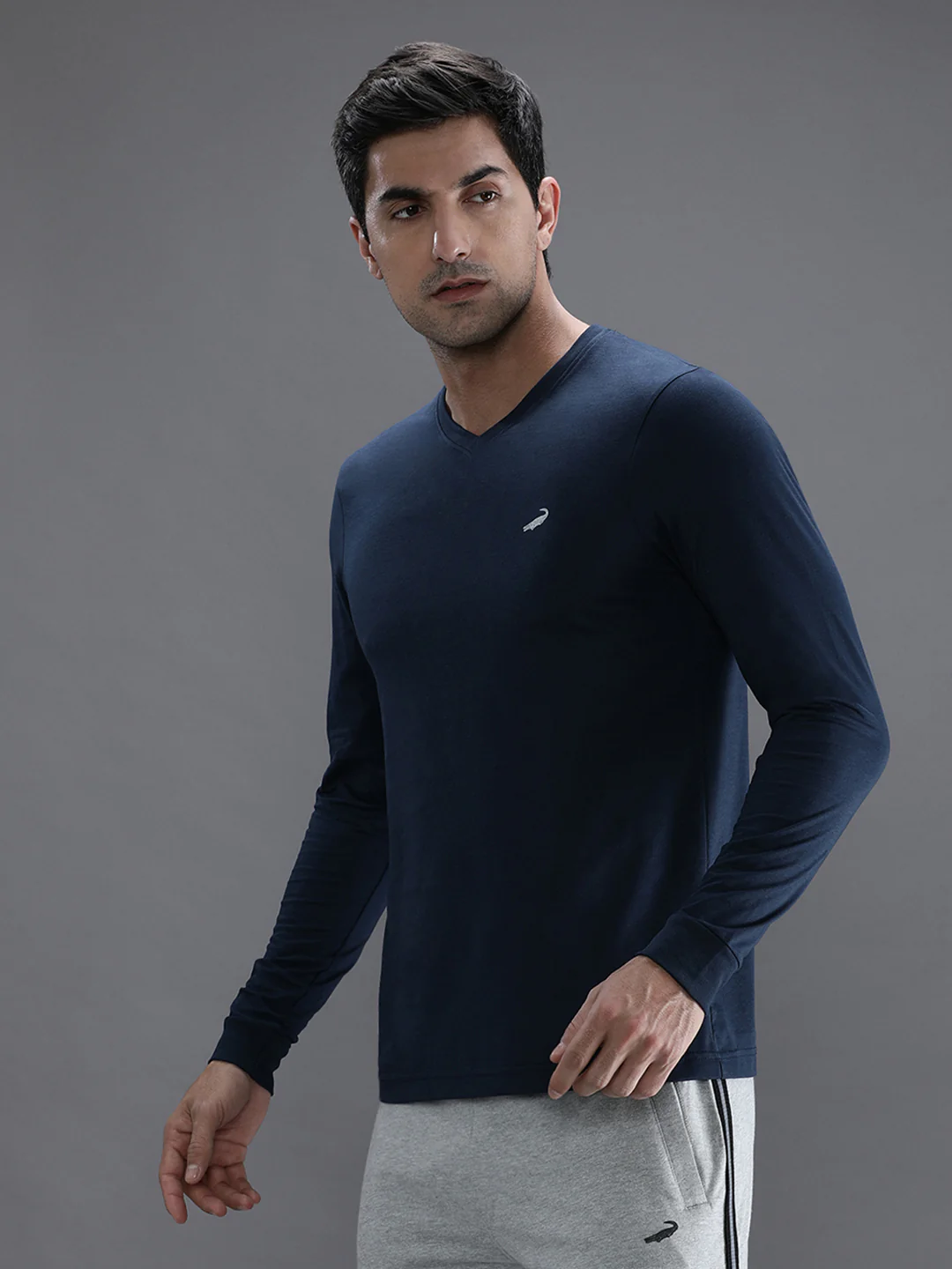 Casual Navy Solid T-Shirt