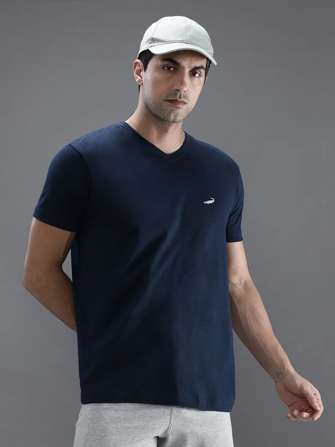 Navy Solid Casual T-Shirt
