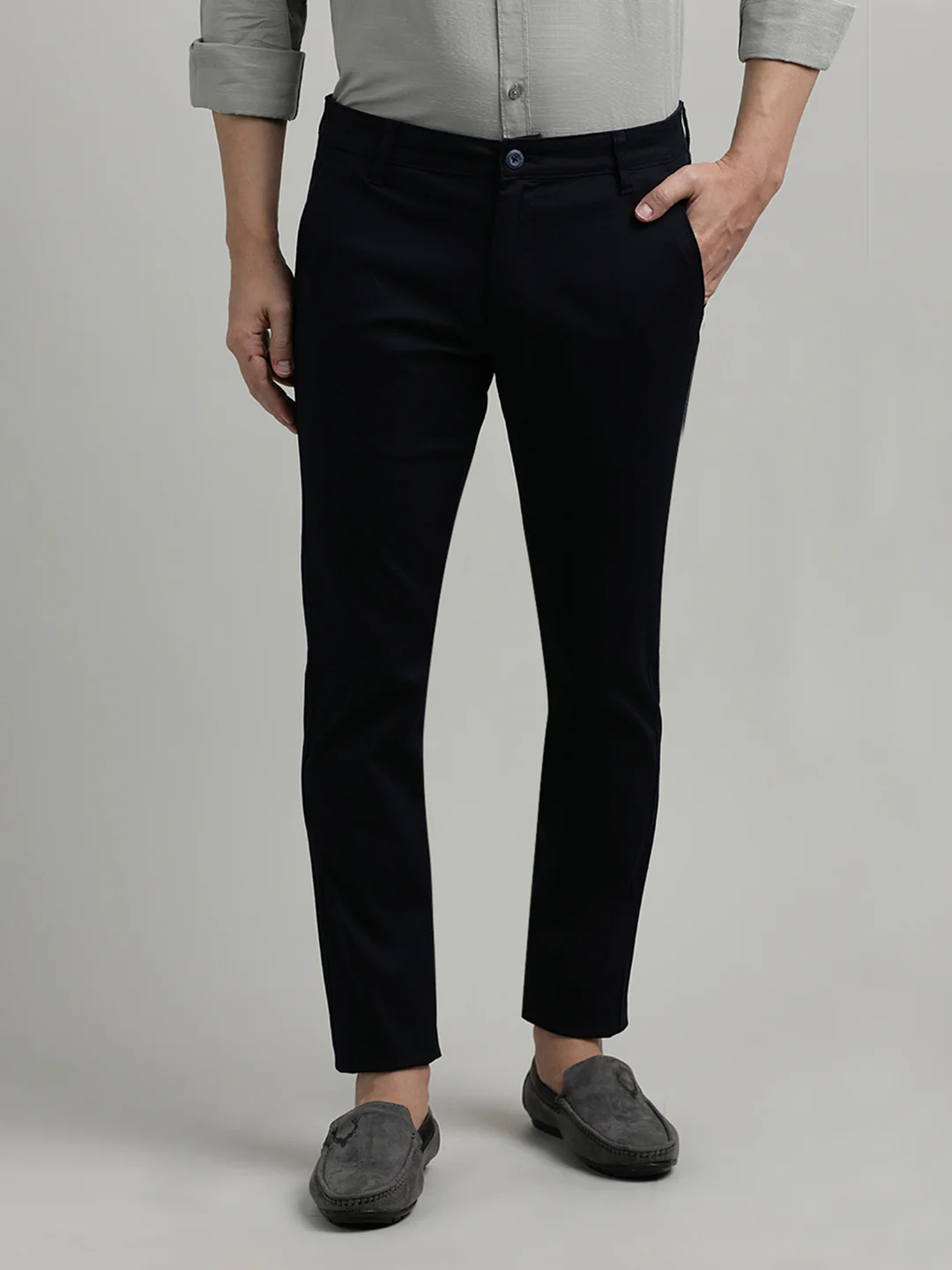 Navy Solid Trim Fit Trouser