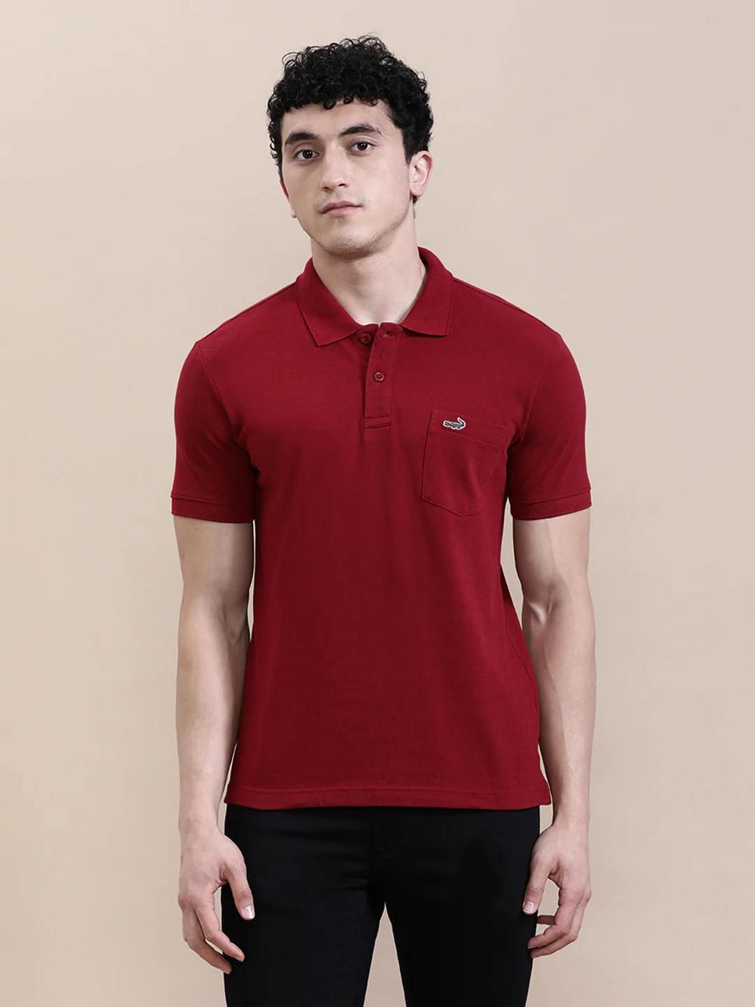 Brick Red Solid Polo T-Shirt with Pocket