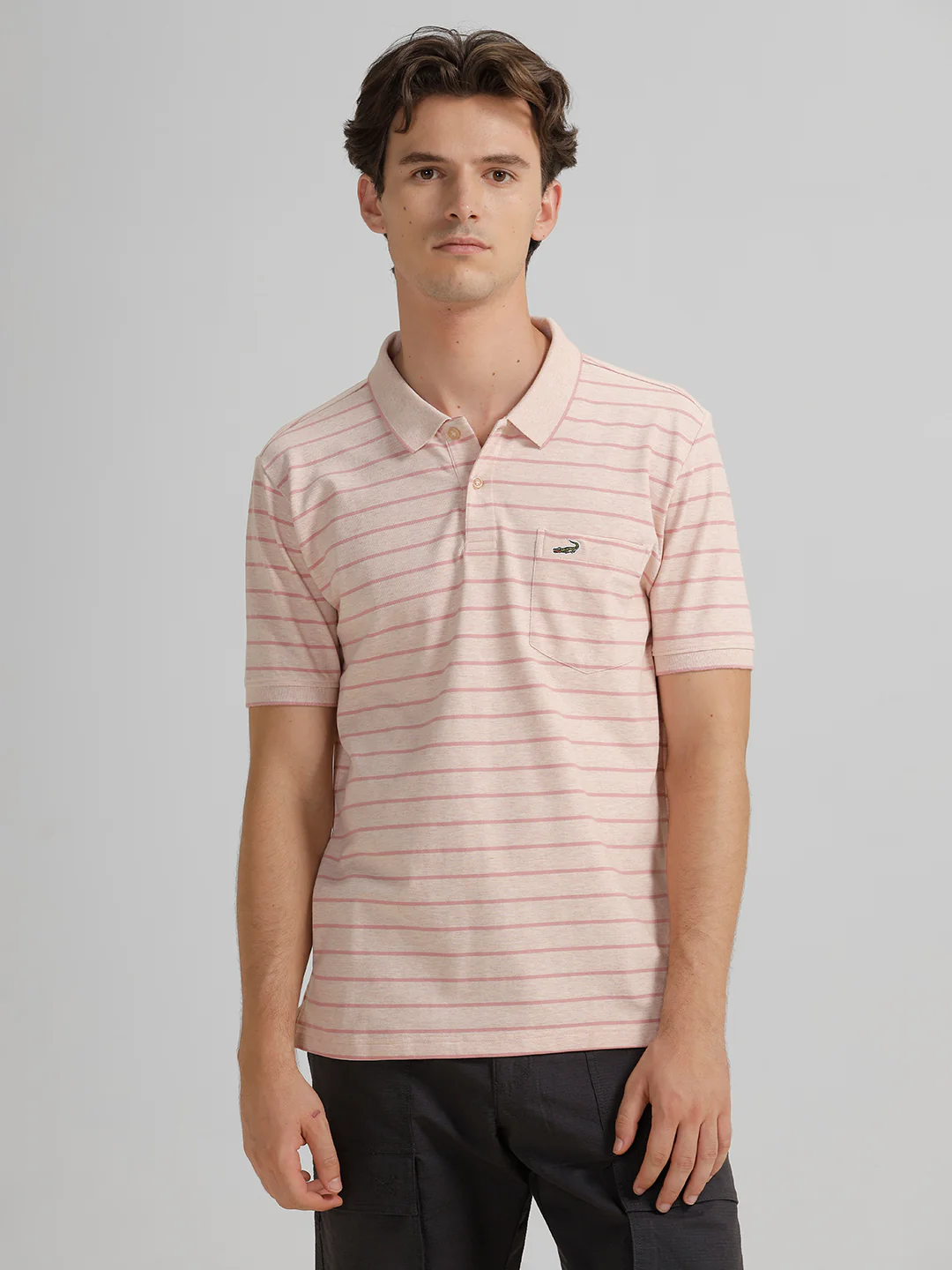Slim Fit Pink Striper Polo T-Shirt