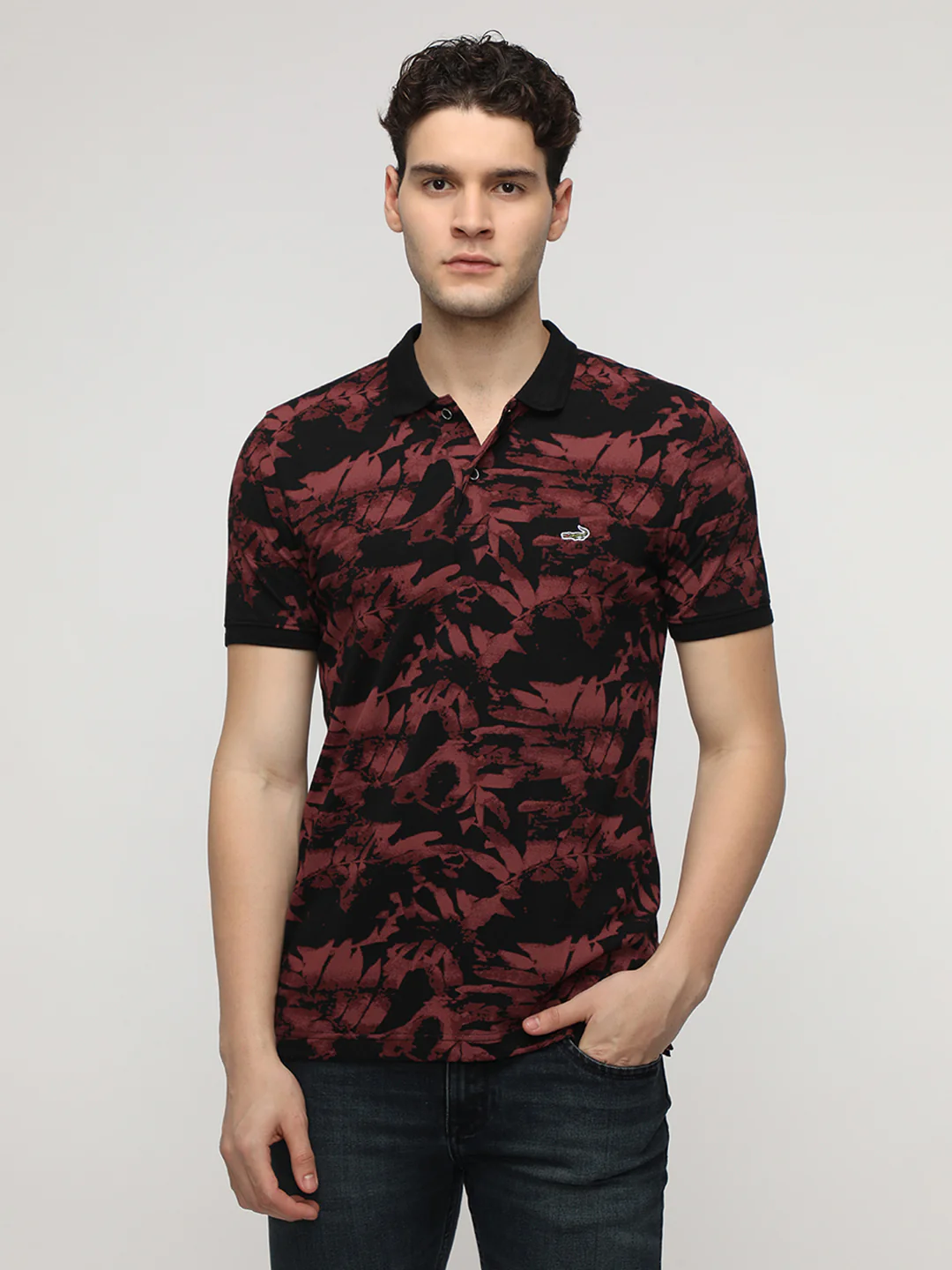 Dark forest All Over Printed Polo T-Shirt in Brown