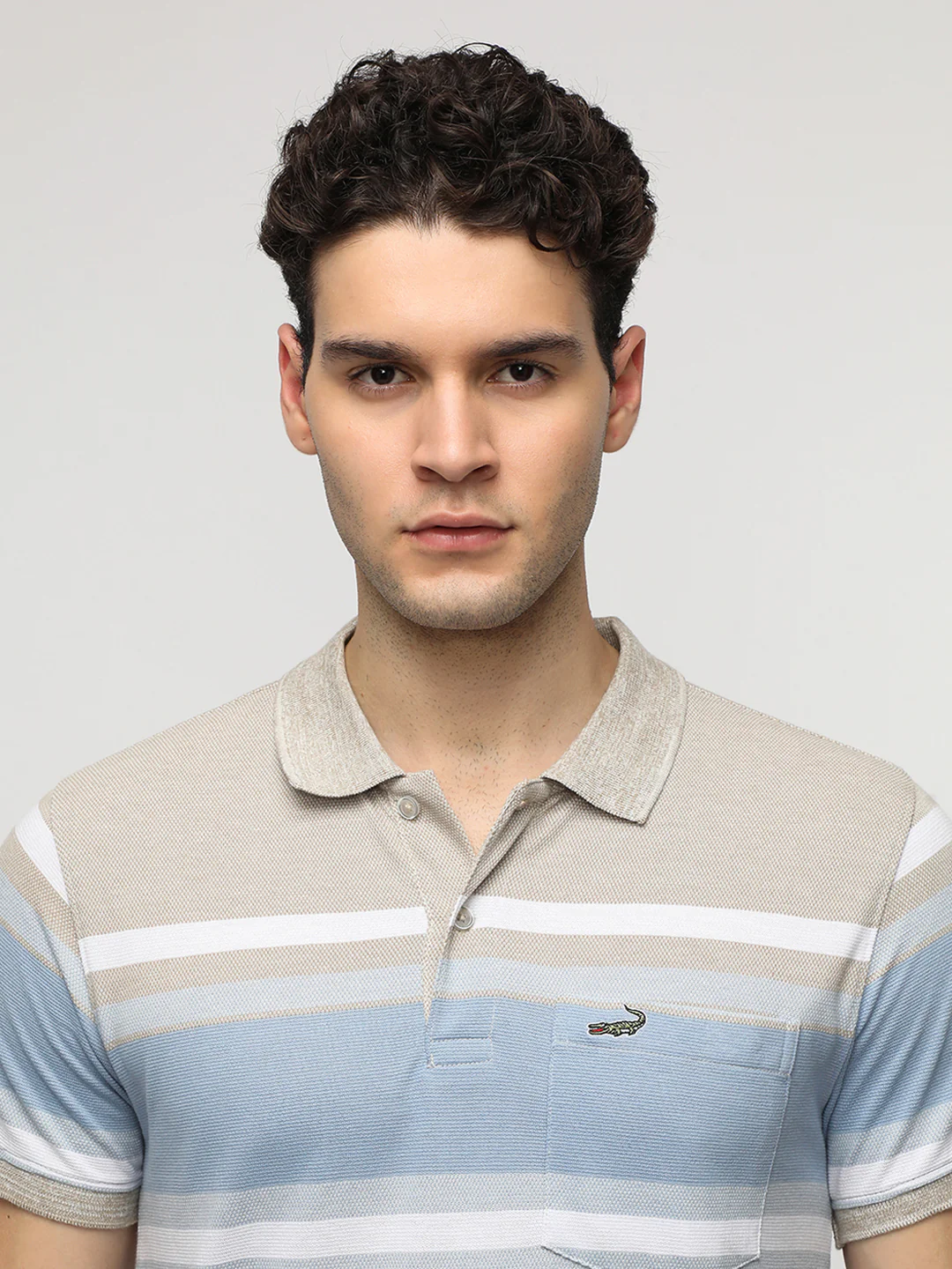 Engineered Striped New Wheat Slim T-Shirt with Cotton Poly Blend
