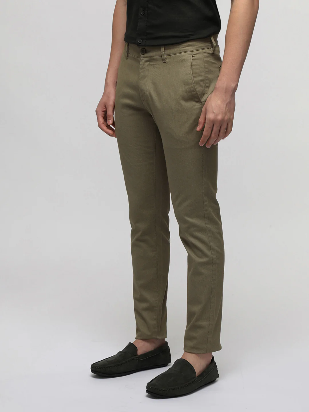 Khaki Printed Soft Touch Stretch Trouser