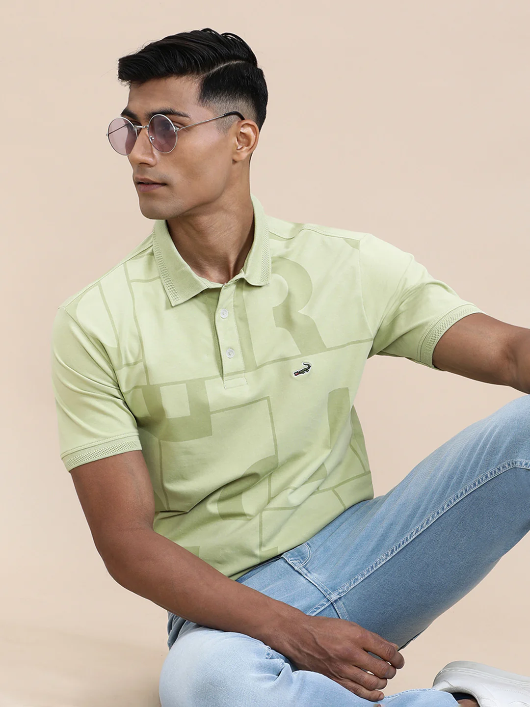 Slim Fit Green Solid Polo T-Shirt