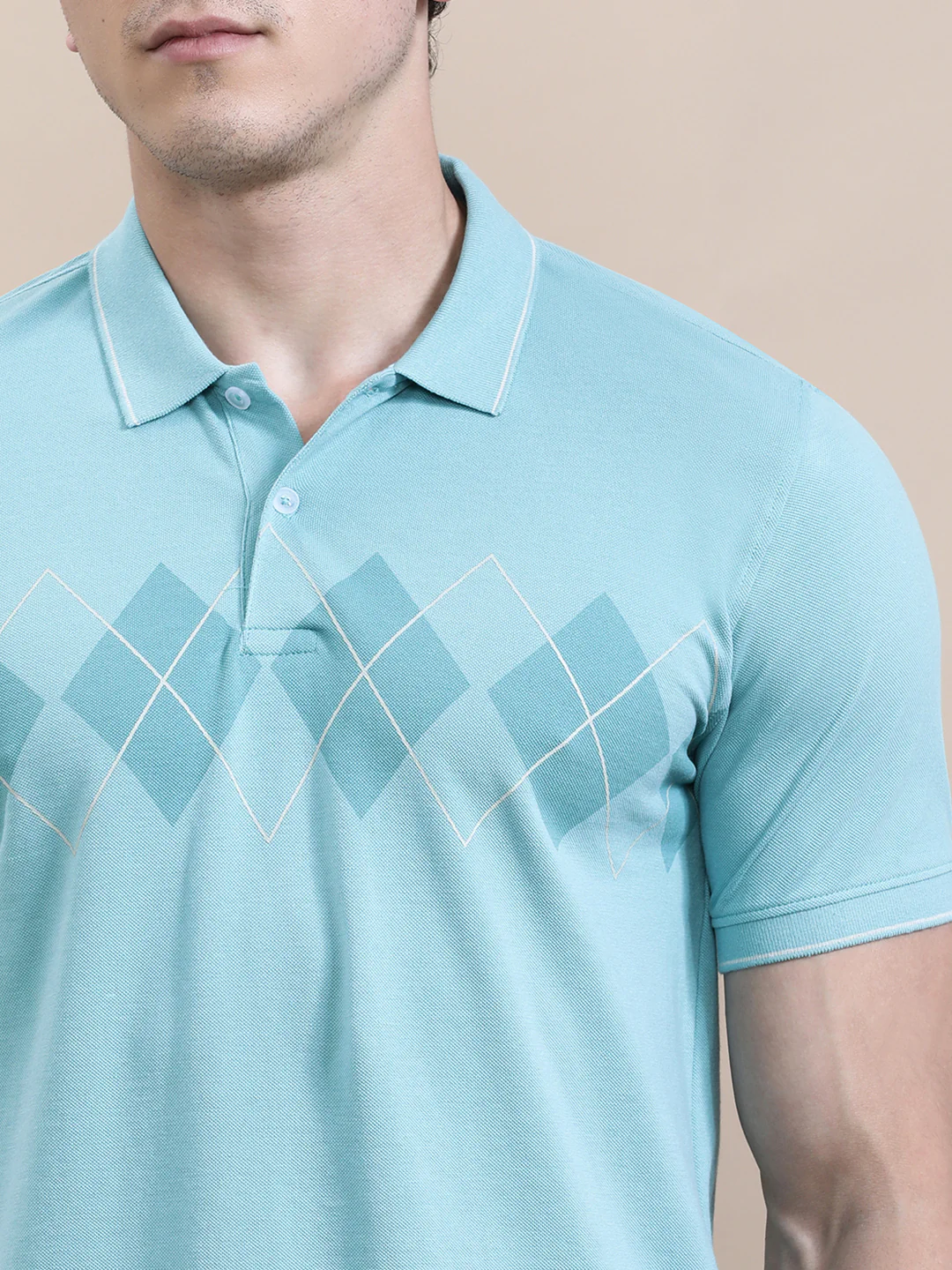 Chest Diamond Panel Print Slim Fit Polo