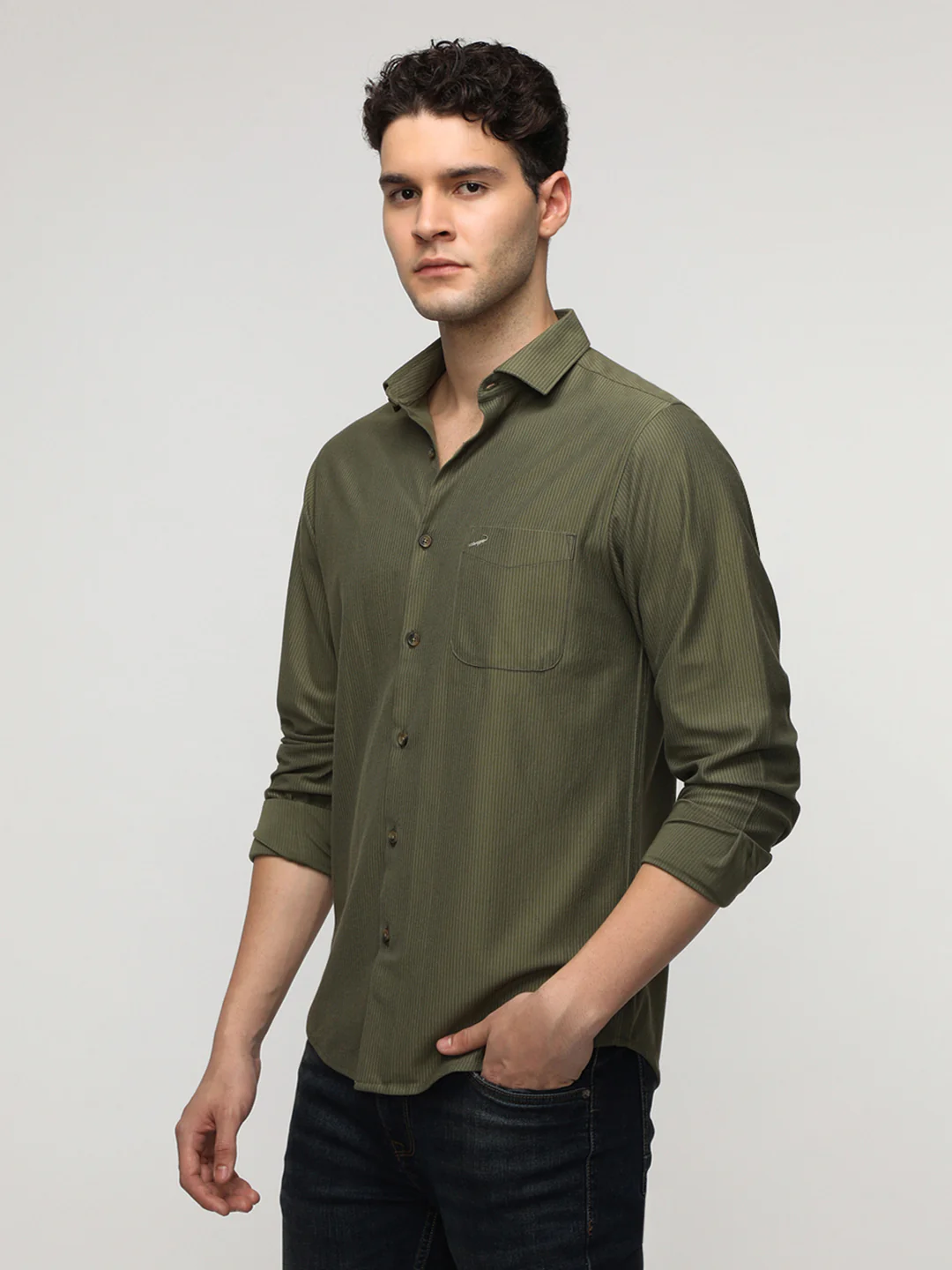 Olive Stripe Premium Techno Shirt