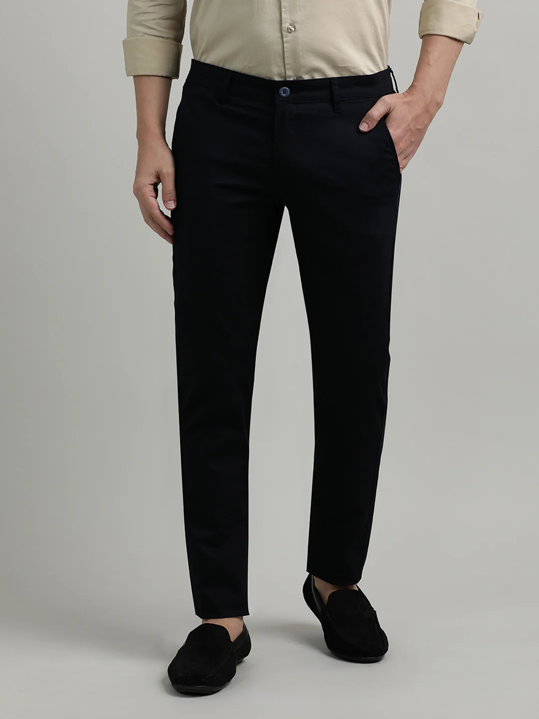 Navy Solid Slim Fit Trouser