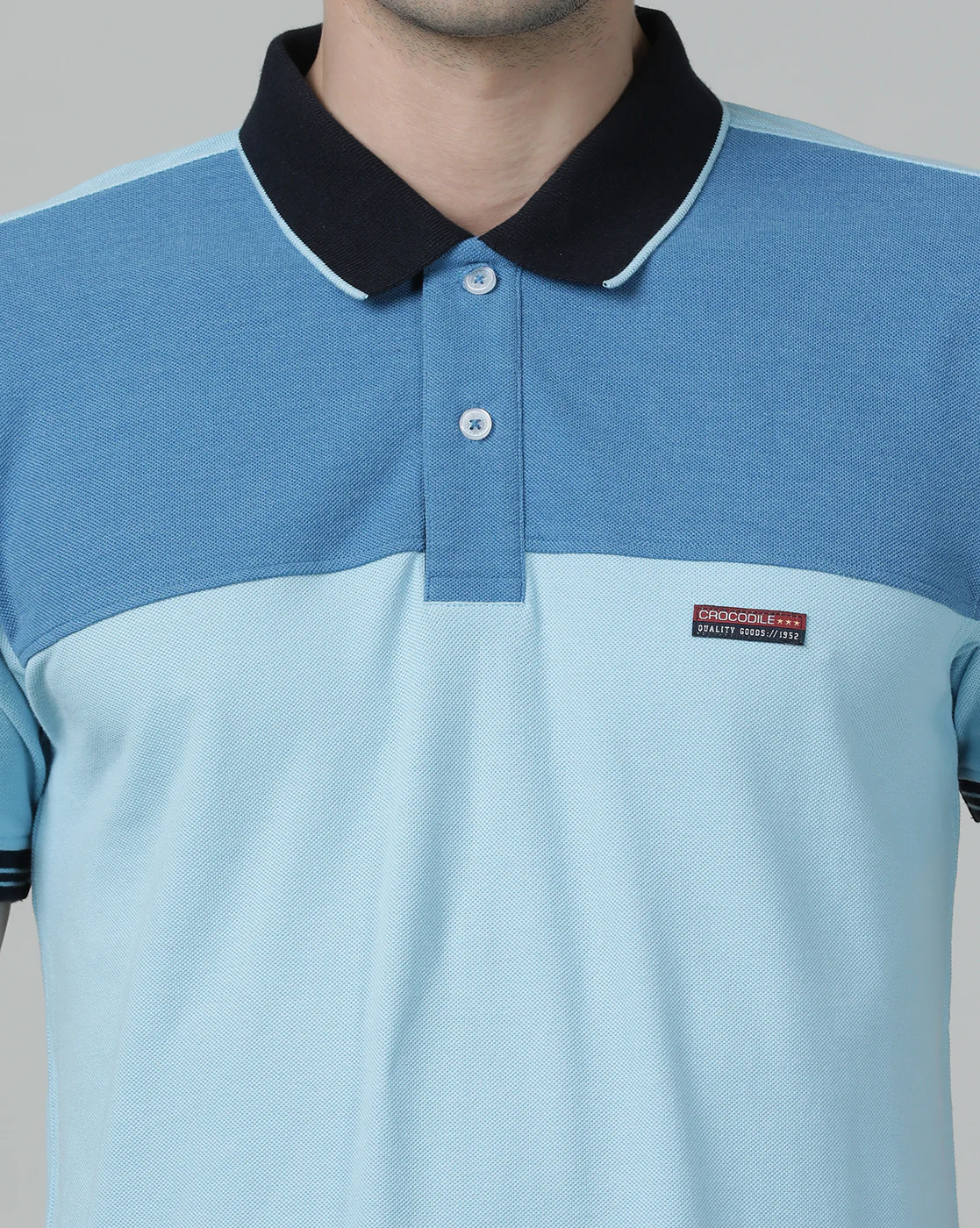 Light Blue Colourblocked Polo T-Shirt