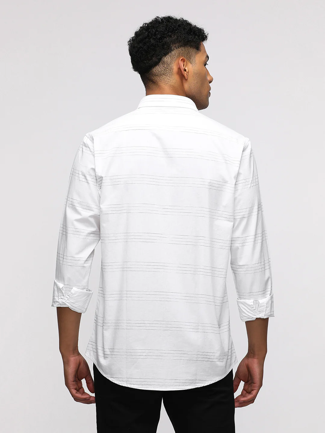 Slim Fit White Striped Shirt for Sporty Style