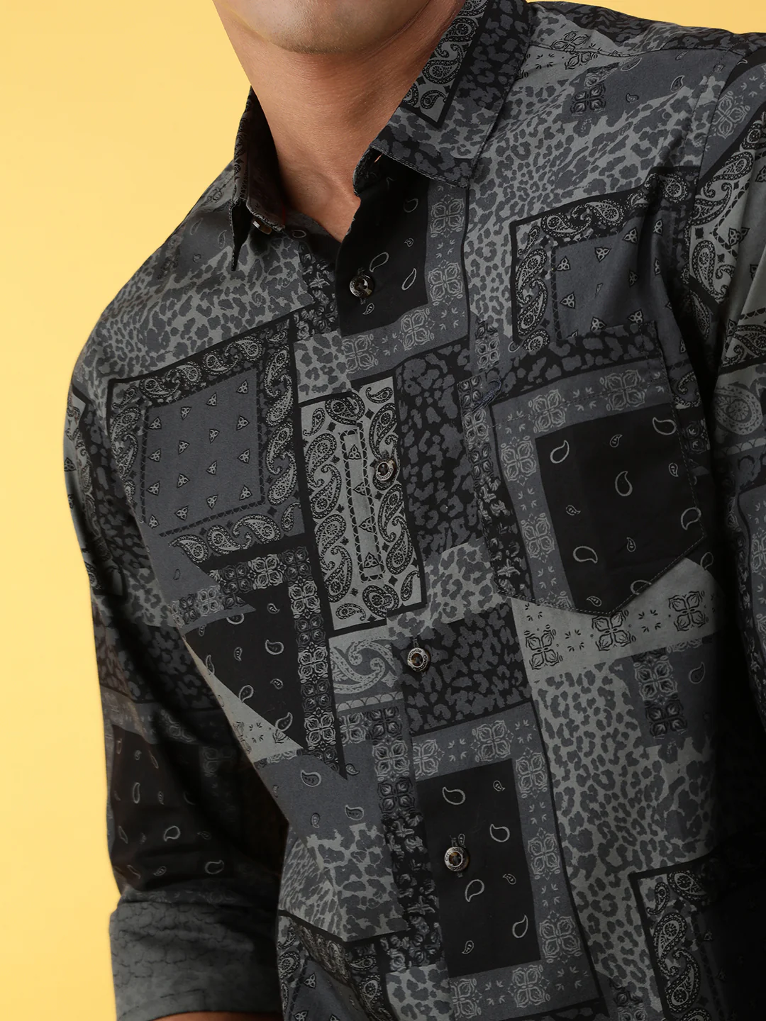 Printed Full Sleeve 100% Cotton Green Shirt
