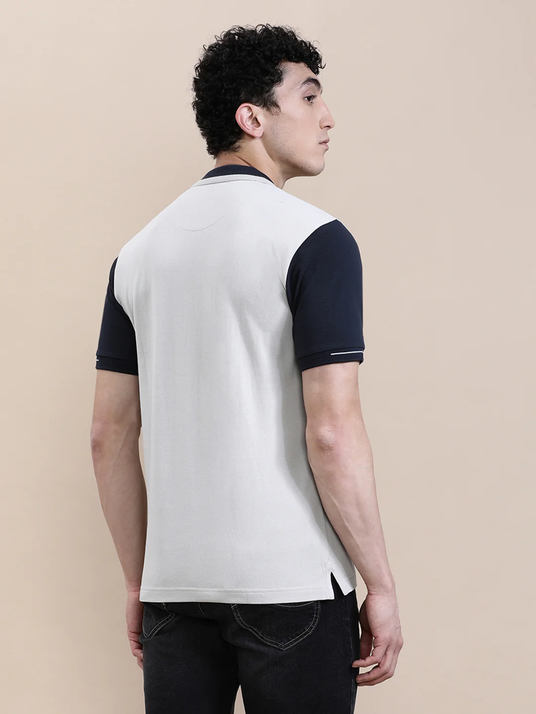 Panel Print Polo with Cheese Embroidery White