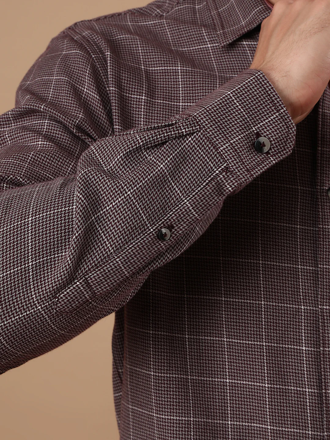 Casual Maroon Checked Full Sleeve 100% Cotton Shirt