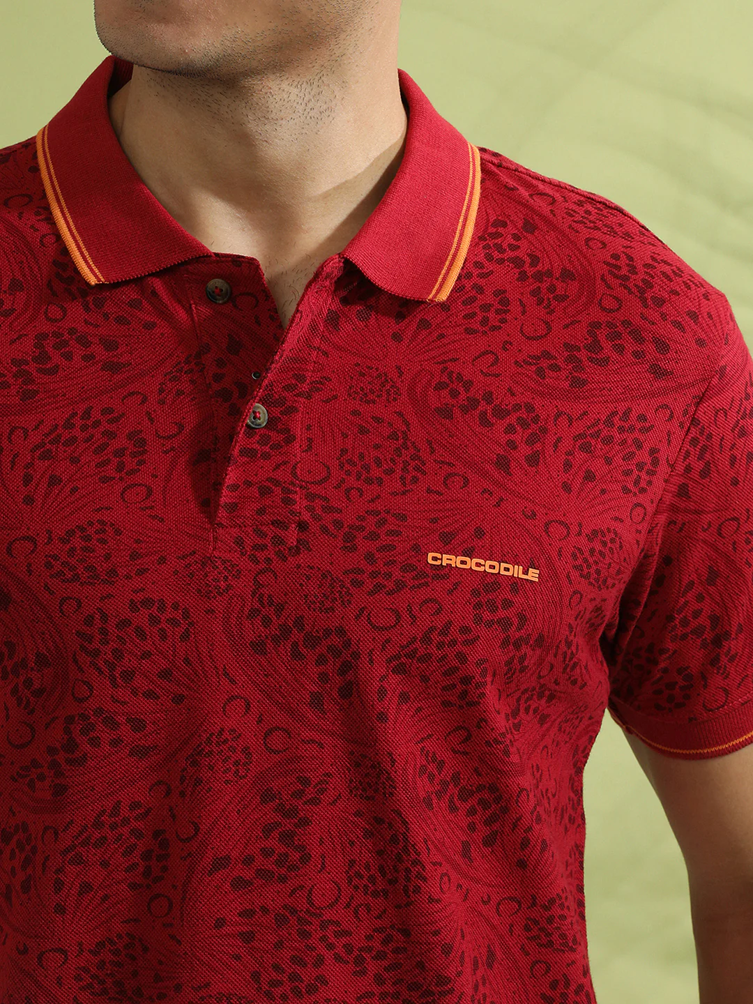 Red Printed Polo T-Shirt